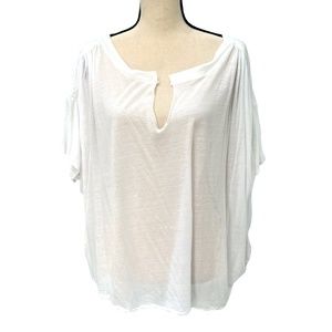 ELIZABETH AND JAMES OVERSIZED WHITE T-SHIRT WITH CUT V NECK & DOLMAN SLEEVES
